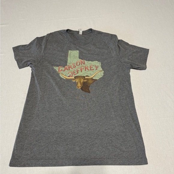 Carson Jeffery Size Large Gray Graphic T-Shirt with Texas Design - Picture 1 of 5